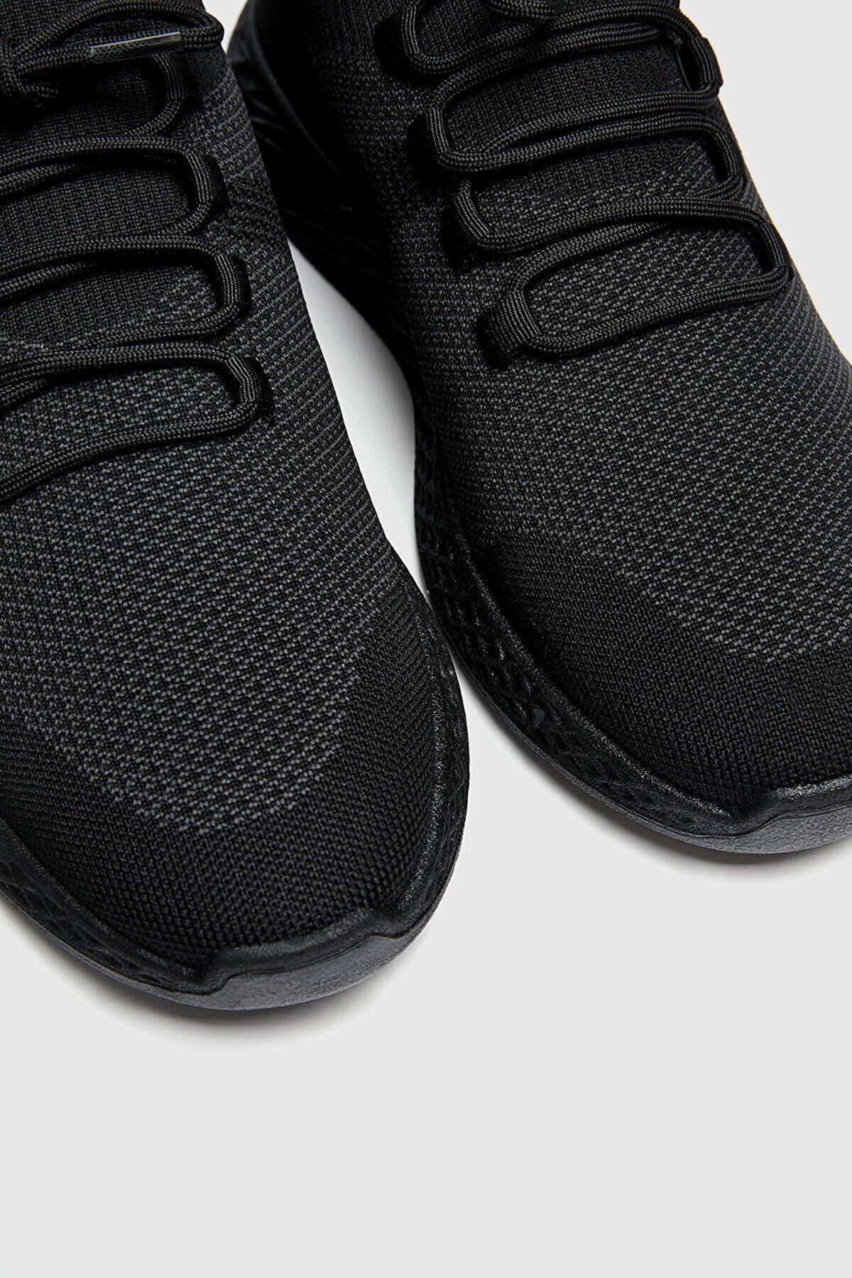 Boy Uzatan Gizli Topuklu Örgü Siyah Spor Ayakkabı MYY369