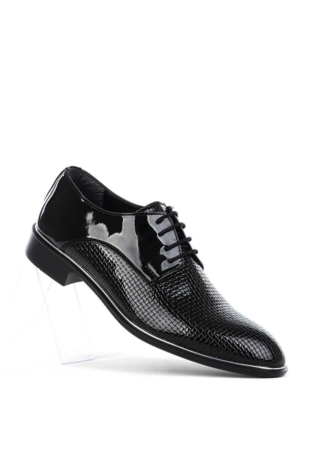 Gizli Topuklu Erkek Siyah Rugan Klasik Ayakkabı MYY135