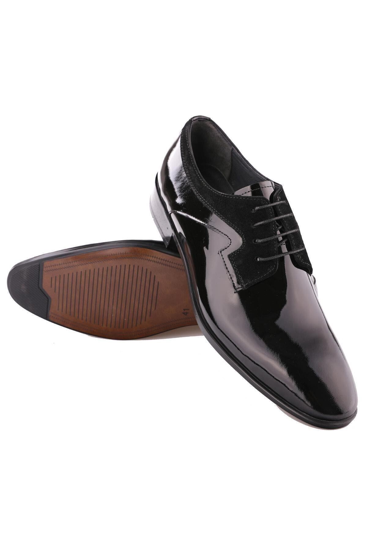 Gizli Topuklu Hakiki Deri Siyah Erkek Klasik Ayakkabı MYY136
