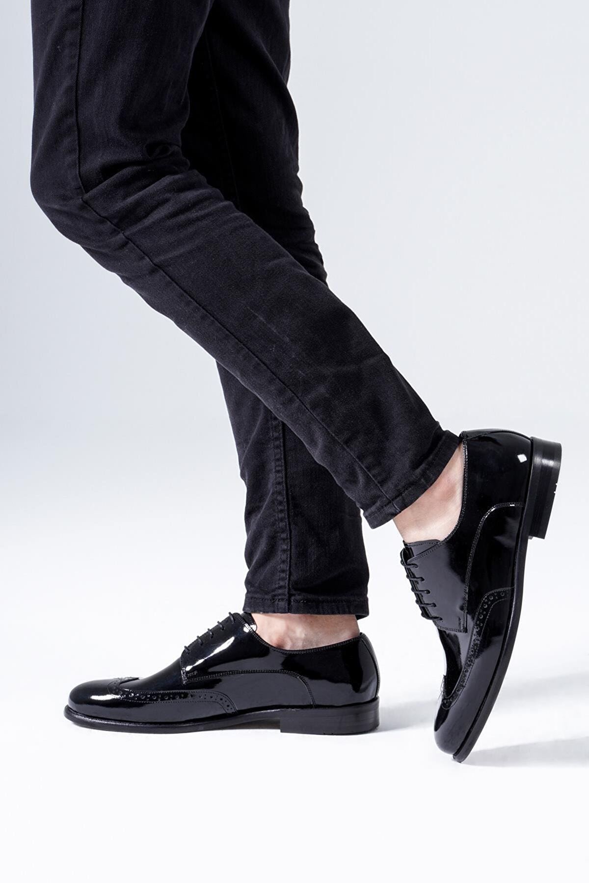 Gizli Topuklu Hakiki Deri Siyah Erkek Klasik Ayakkabı MYY137