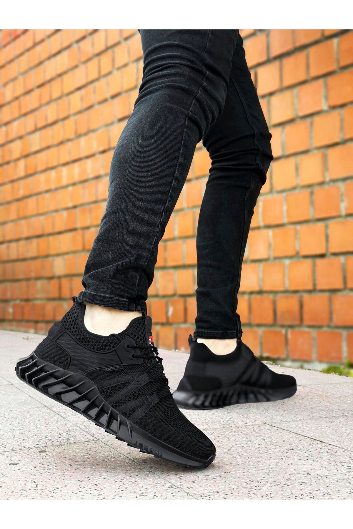 Boy Uzatan Ayakkabı Gizli Topuklu Siyah Premium Triko Erkek Spor Ayakkabı MYY413
