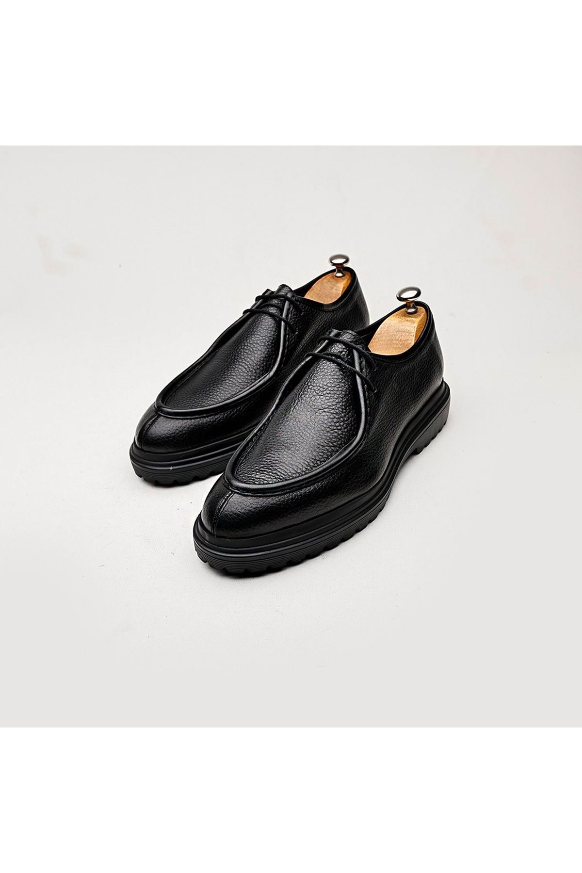Boy Uzatan Ayakkabı Gizli Topuklu Hakiki Deri Siyah Floter Erkek Klasik Ayakkabı MYY227