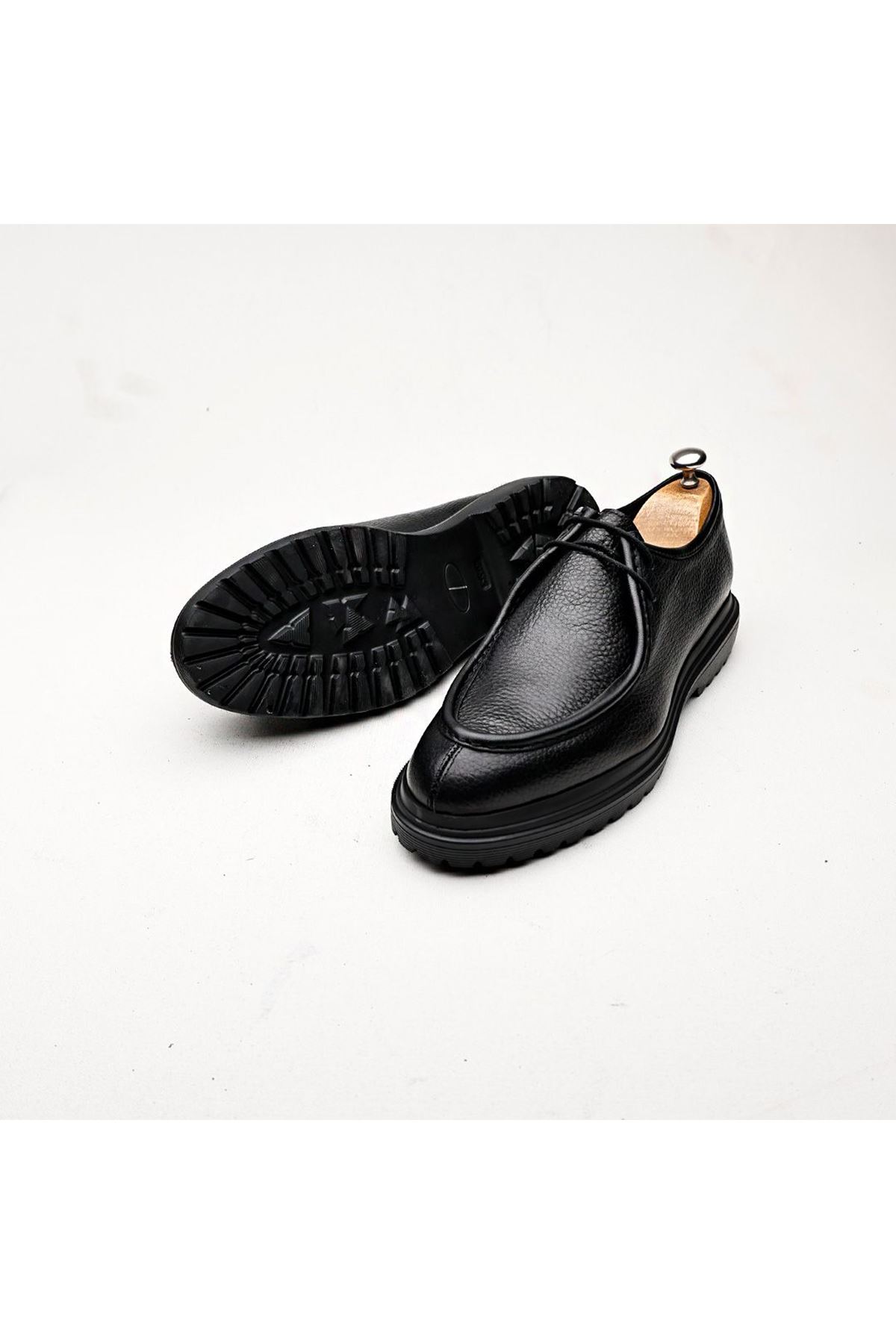 Boy Uzatan Ayakkabı Gizli Topuklu Hakiki Deri Siyah Floter Erkek Klasik Ayakkabı MYY227