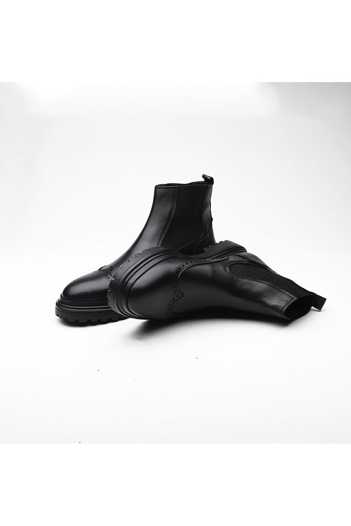 Boy Uzatan Ayakkabı Gizli Topuklu Hakiki Deri Siyah Klein Erkek Bot MYY400