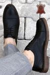 Boy Uzatan Gizli Topuklu Siyah Hakiki Deri Desenli Erkek Klasik Ayakkabı MYY416