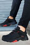Boy Uzatan Ayakkabı Gizli Topuklu Siyah Kırmızı Outdoor Trekking Erkek Ayakkabı MYY508