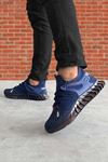 Boy Uzatan Ayakkabı Gizli Topuklu Lacivert Premium Triko Erkek Spor Ayakkabı MYY410